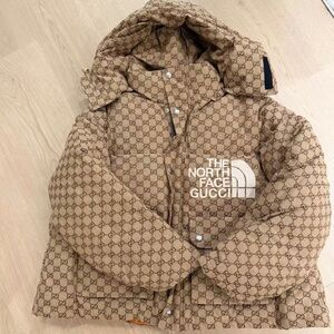 Gucci Tan Monogram Puffer Jacket